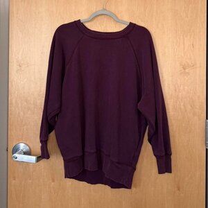 Aerie Maroon Oversized Soft Fleece Crewneck Women's Small